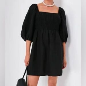 Tuckernuck Black Puff Sleeve Mini Dress